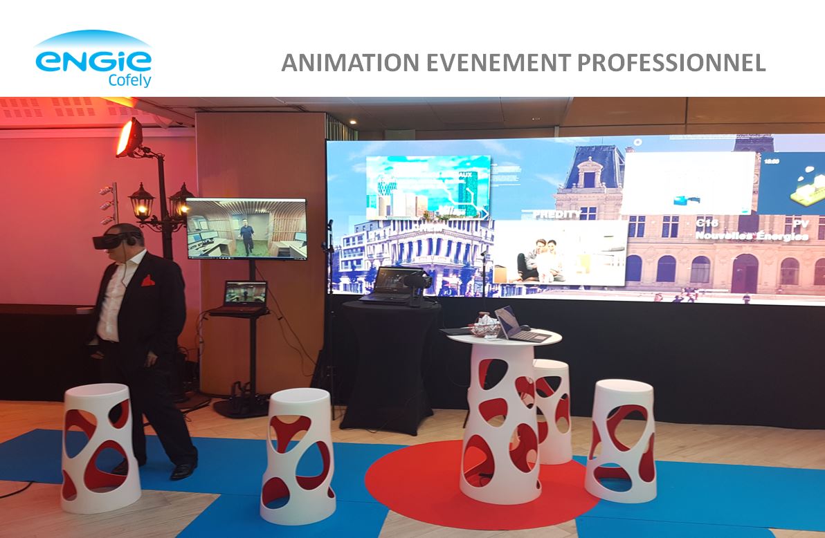 Animation événement professionnel en réalité virtuelle pour ENGIE Cofely - Dispositif d'affichage