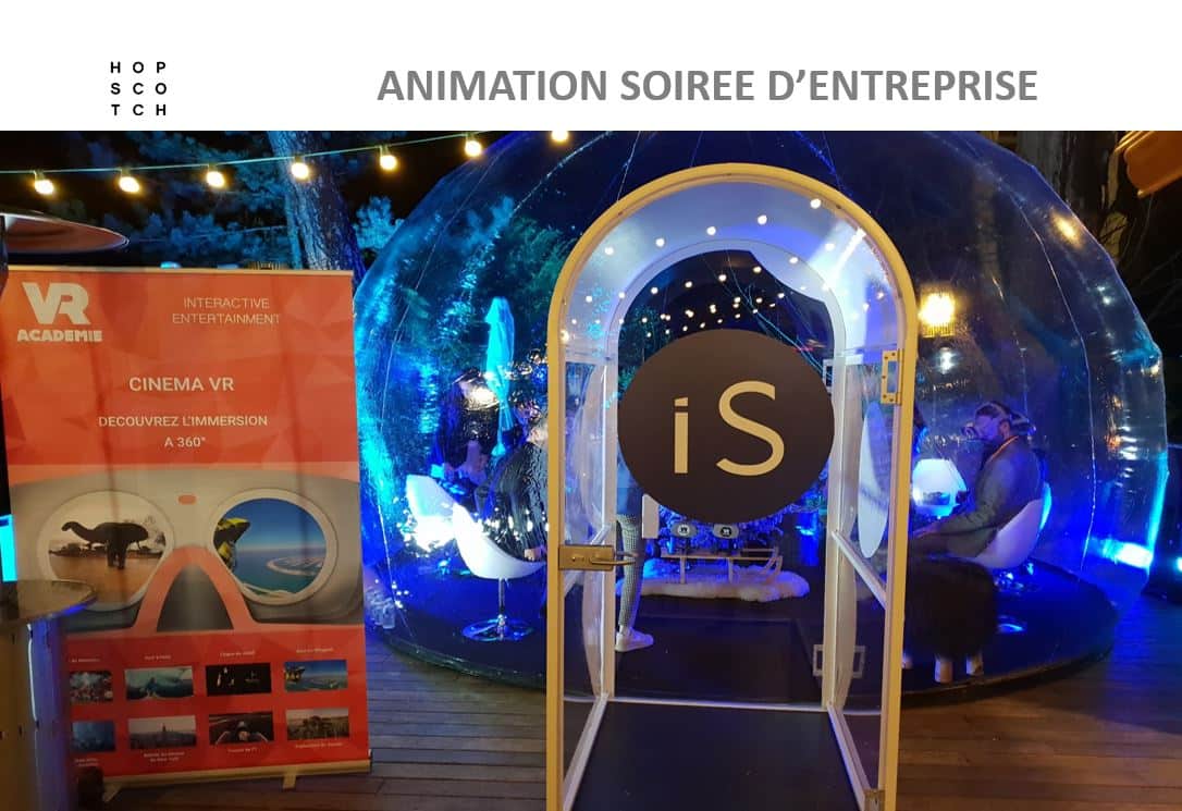 Animation bulle immersive 360° en réalité virtuelle pour l'agence Hopscotch - Dispositif d'affichage