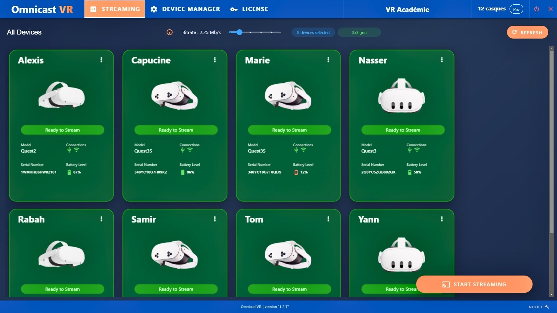 Gestion centralisée du streaming des casques - Logiciel Omnicast VR Gestion centralisée du streaming des casques - Logiciel Omnicast VR